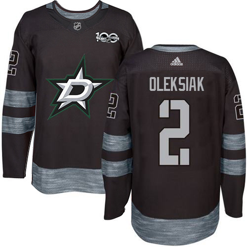 Adidas Men Dallas Stars 2 Jamie Oleksiak Black 1917-2017 100th Anniversary Stitched NHL Jersey